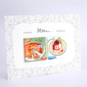 Confezione  2 Magneti  in vetro  Collezione  “Cucina Italiana” Pizza - Pannacotta - immagine 2