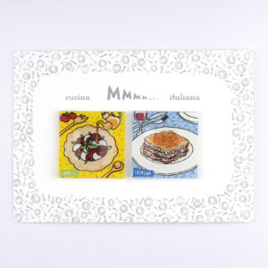Confezione  2 Magneti  in vetro  Collezione  “Cucina Italiana” Caprese - Lasagna