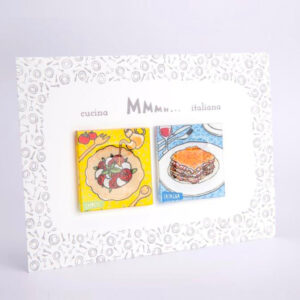 Confezione  2 Magneti  in vetro  Collezione  “Cucina Italiana” Caprese - Lasagna - immagine 2