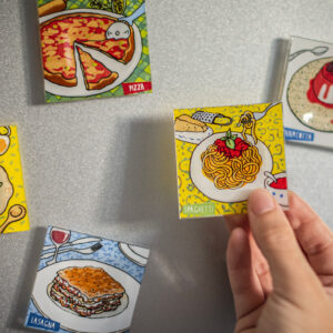 Confezione  4 Magneti  in vetro  Collezione  “Cucina Italiana”Pizza-Caprese-Spaghetti-Pannacotta - immagine 6