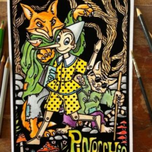 Quadro 35x47  A3+ Stampato in Velluto a Rilievo “Artonvelvet Coloralo tu” - “Pinocchio” - immagine 2