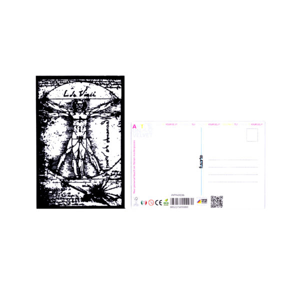 Cartolina 12x18 Stampata in Velluto a Rilievo “Artonvelvet Coloralo tu” - “Leonardo da Vinci Uomo Vitruviano”